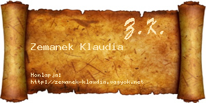 Zemanek Klaudia névjegykártya